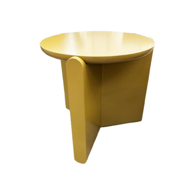 Mesa Auxiliar Tablero Redondo (Ocre) Estructura De Madera