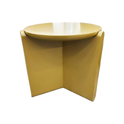 Mesa Auxiliar Tablero Redondo (Ocre) Estructura De Madera