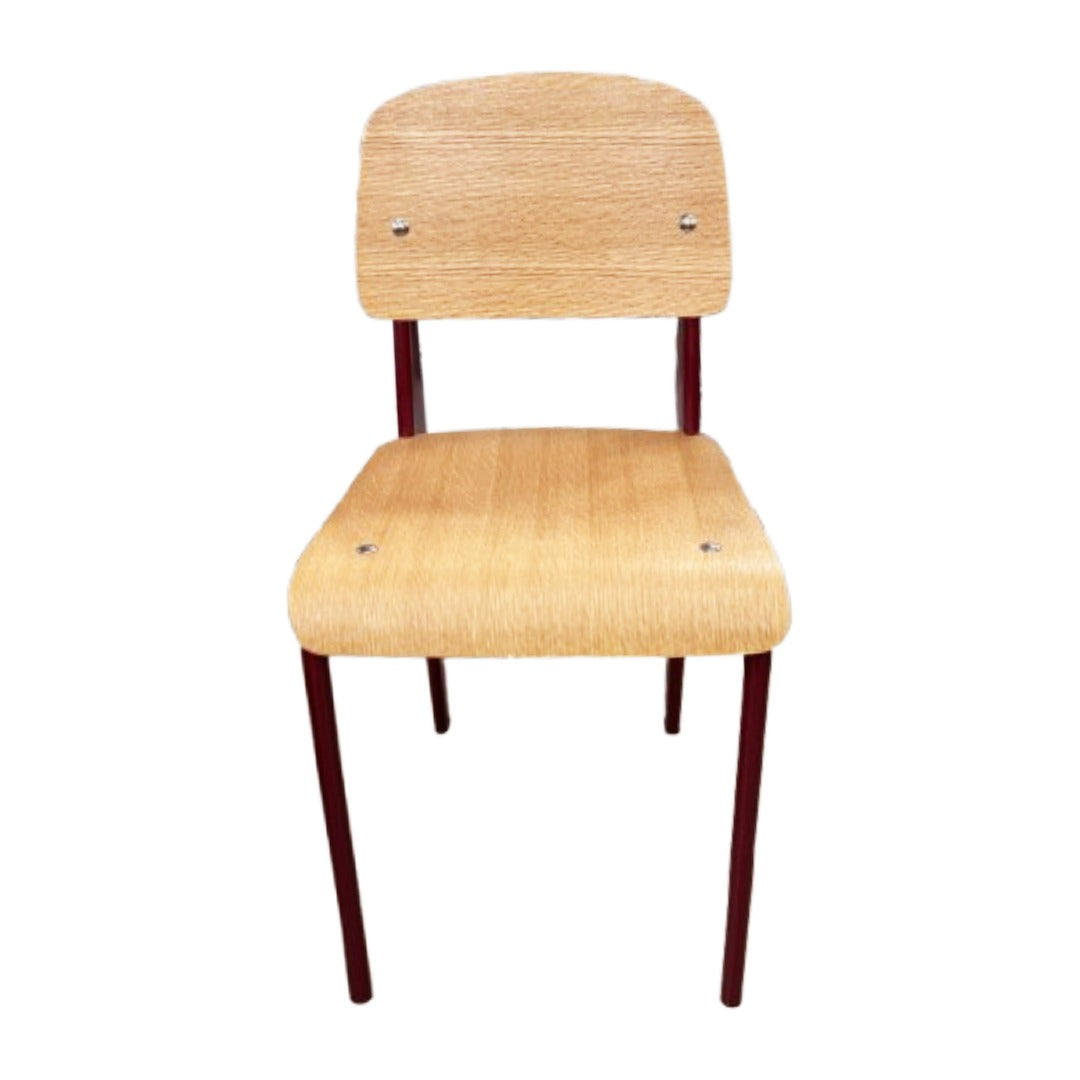 Silla De Comedor Espalda y Asiento De Madera Estructura De Metal