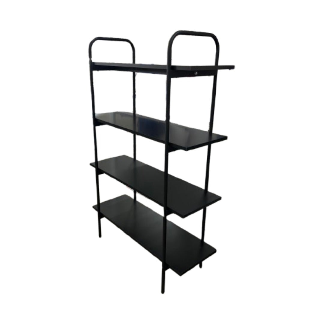 Estante Negro 4 Niveles Tablero De Melamina Y Estructura De Metal