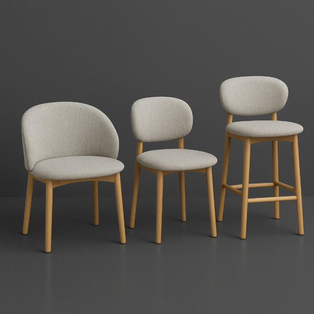 Silla De Comedor Tapizado (Crema) Estructura De Madera