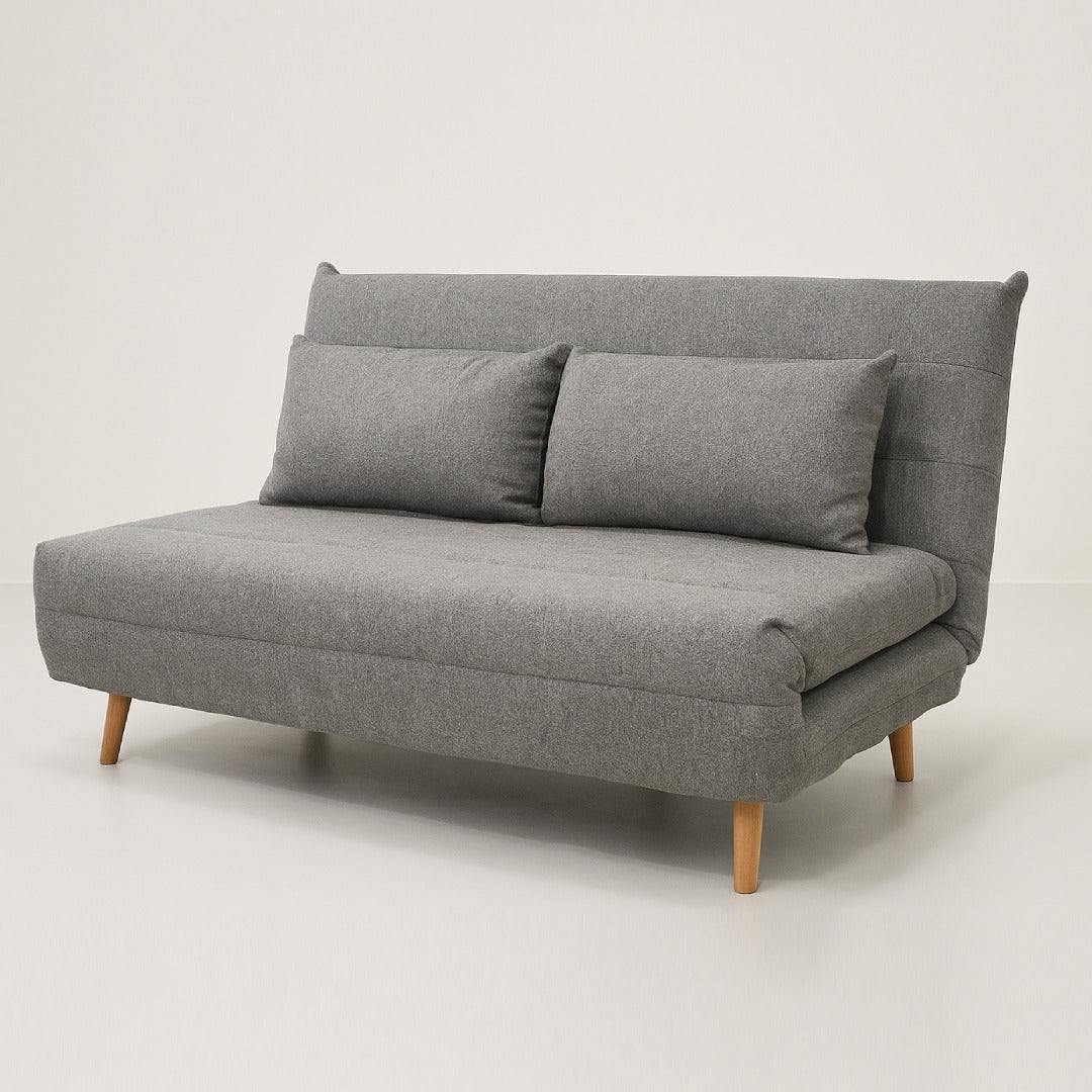 Sofá Cama 2 Cps Tapiz (Gris Claro) Con Patas De Madera