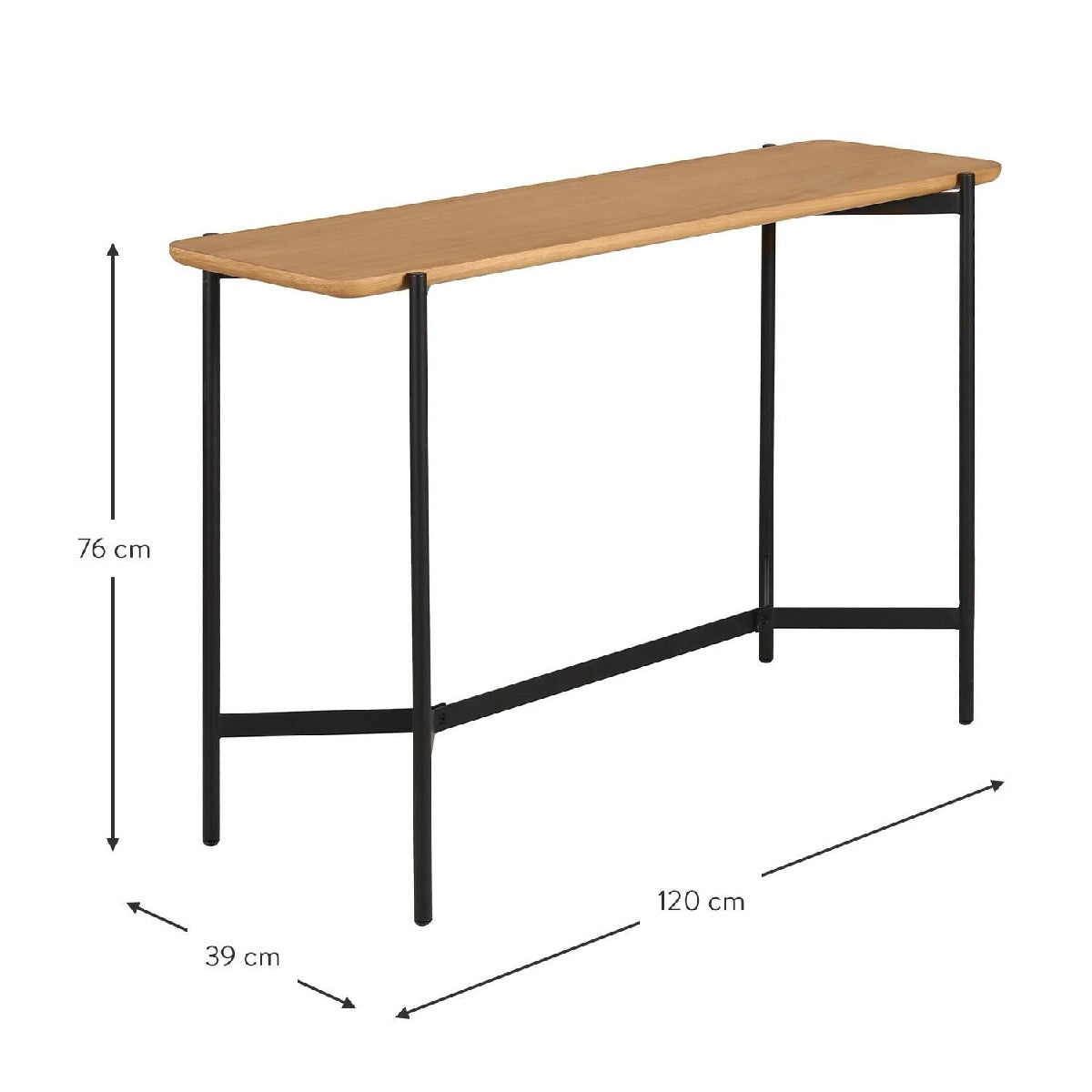 Consola Estructura Fierro Tablero (Natural) De Madera