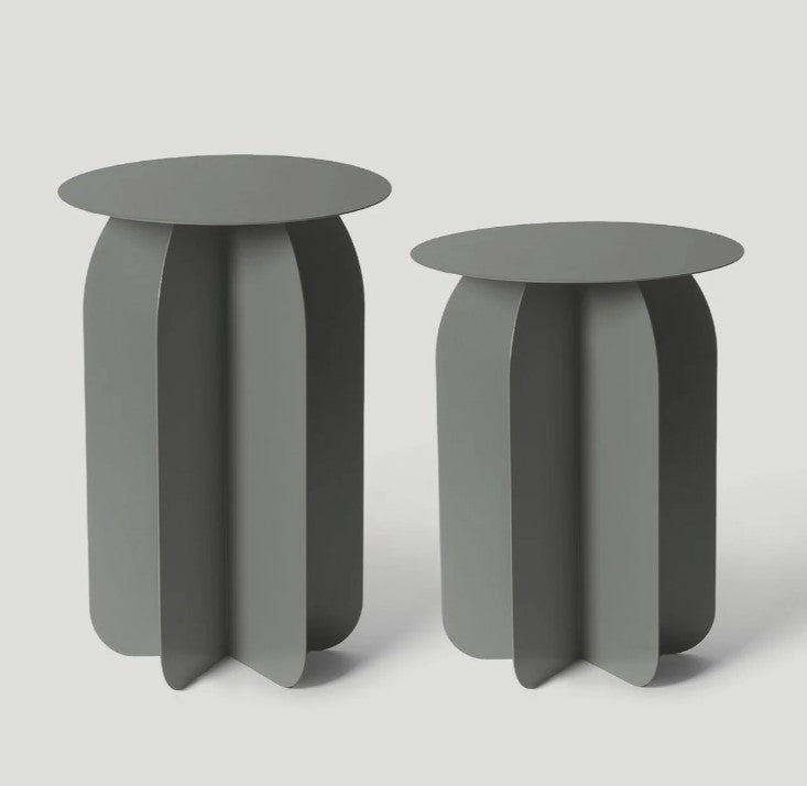 Set De 2 Mesas Auxiliares (Gris Claro) Estructura De Metal