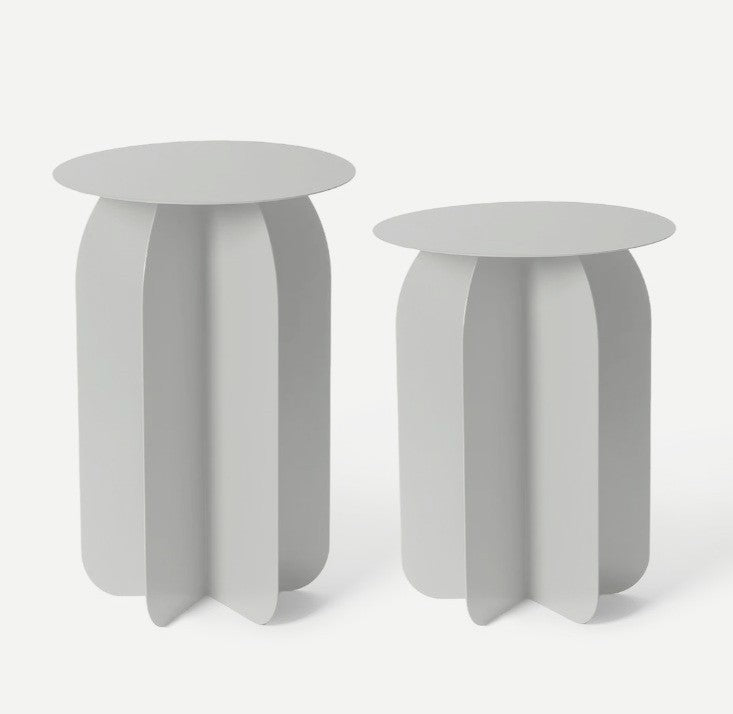 Set De 2 Mesas Auxiliares (Gris Claro) Estructura De Metal