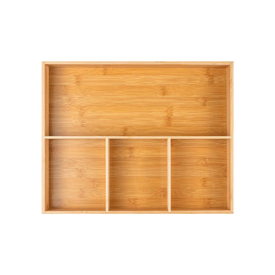 Caja Organizadora De Utensilios 4 Divisiones (Natural) De Madera