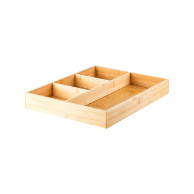 Caja Organizadora De Utensilios 4 Divisiones (Natural) De Madera