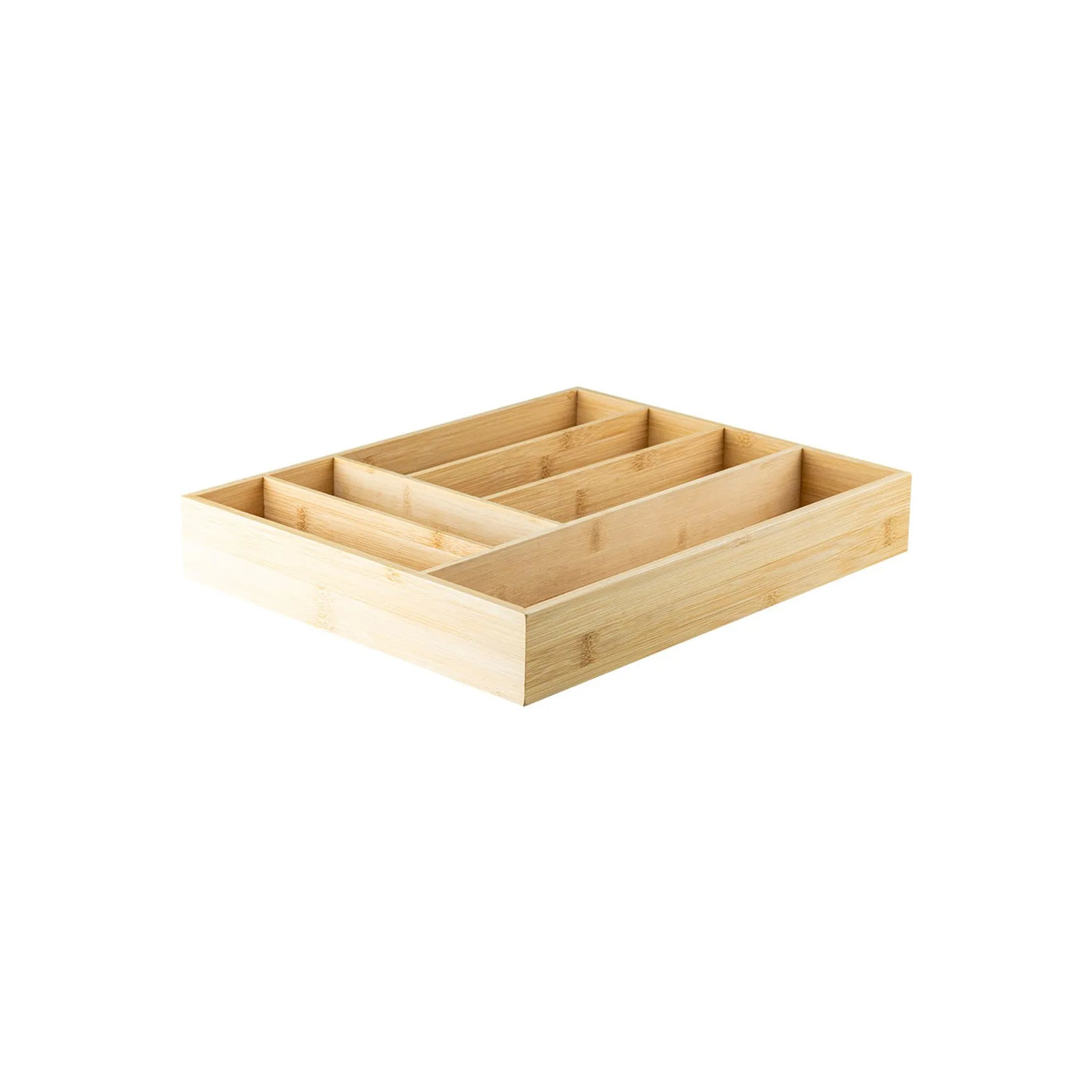 Organizador De Cubiertos (Natural) 6 Divisiones De Madera