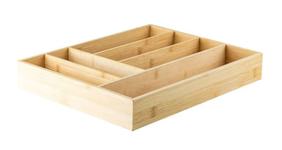 Organizador De Cubiertos (Natural) 6 Divisiones De Madera