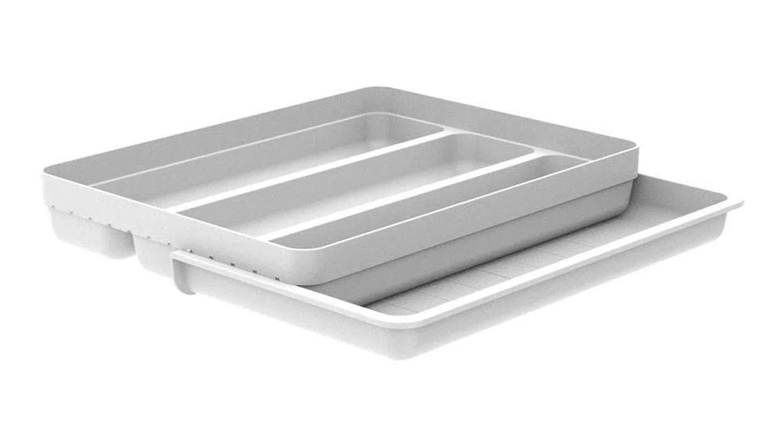Organizador De Utensilios Deslizable Blanco De Plástico