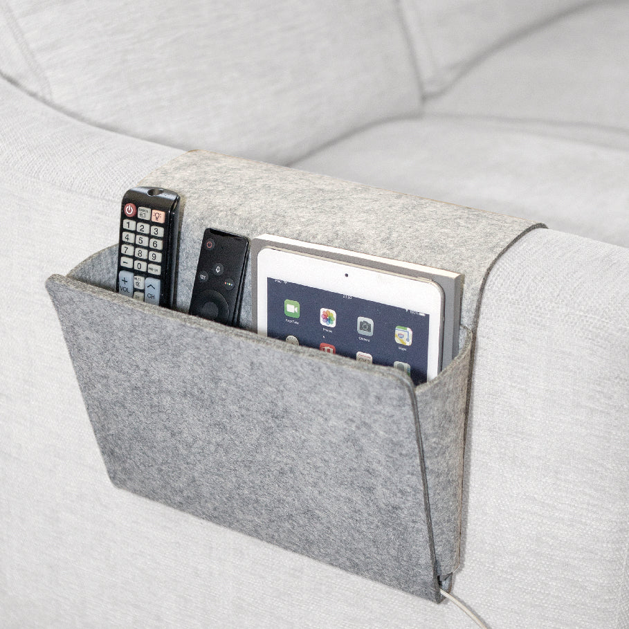 Porta Accesorios, Control Remoto Para Sofá (Gris) De Fieltro