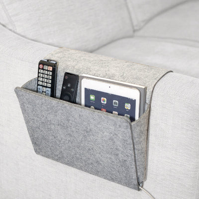 Porta Accesorios, Control Remoto Para Sofá (Gris) De Fieltro