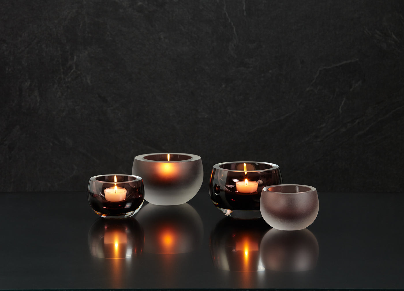 Portavela  Redondo (Gris) Dos Tonos De Vidrio