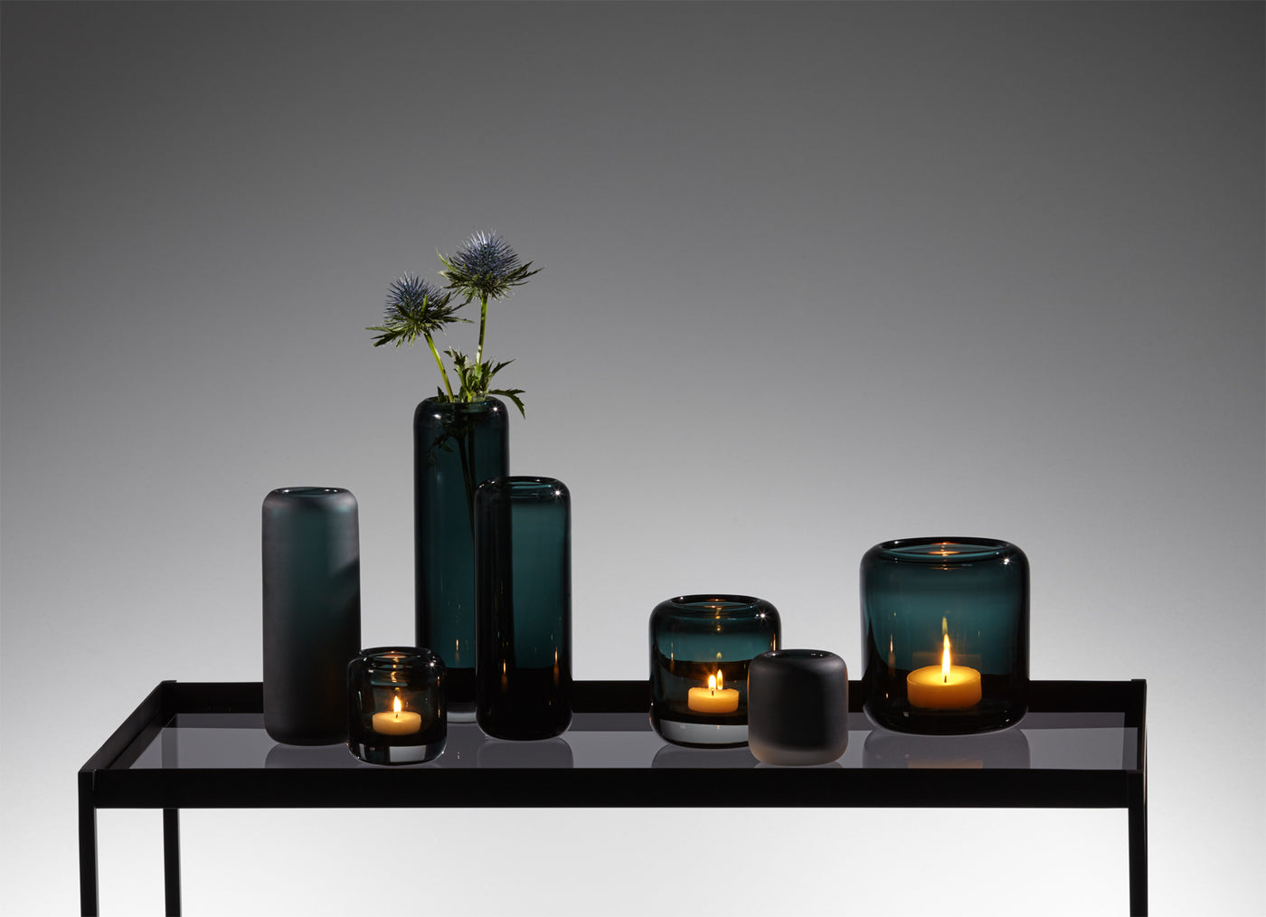 Florero Cónico (Verde Petróleo) 25Cm De Vidrio