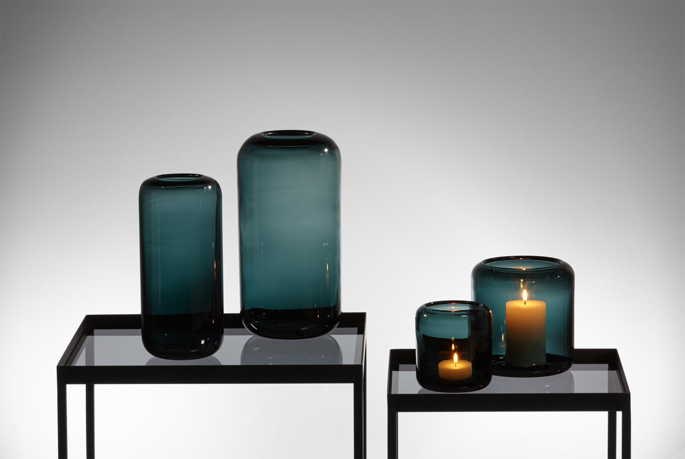 Florero Cónico (Verde Petróleo) 32Cm De Vidrio