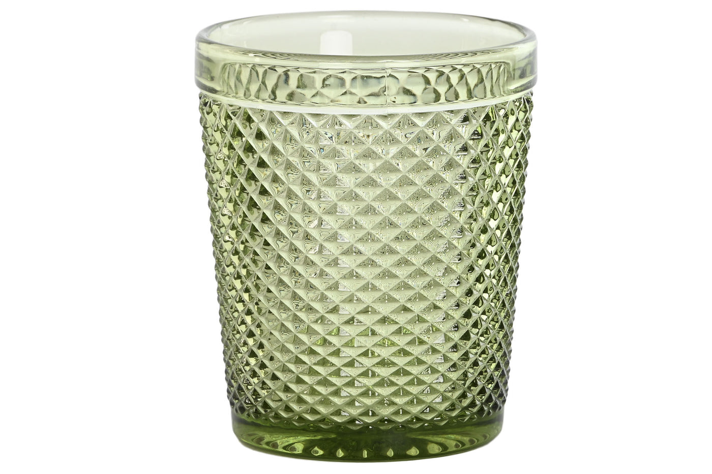 Set X 6 Vasos Diseño Relieve Color Verde 240 Ml De Vidrio