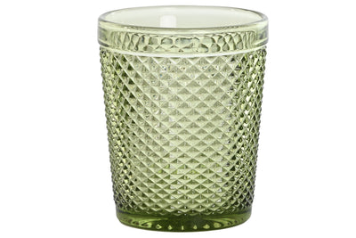 Set X 6 Vasos Diseño Relieve Color Verde 240 Ml De Vidrio