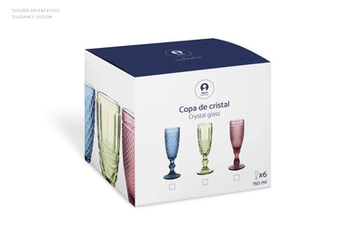 Set X 6 Vasos Diseño Rayado Color Azúl 240 Ml De Vidrio