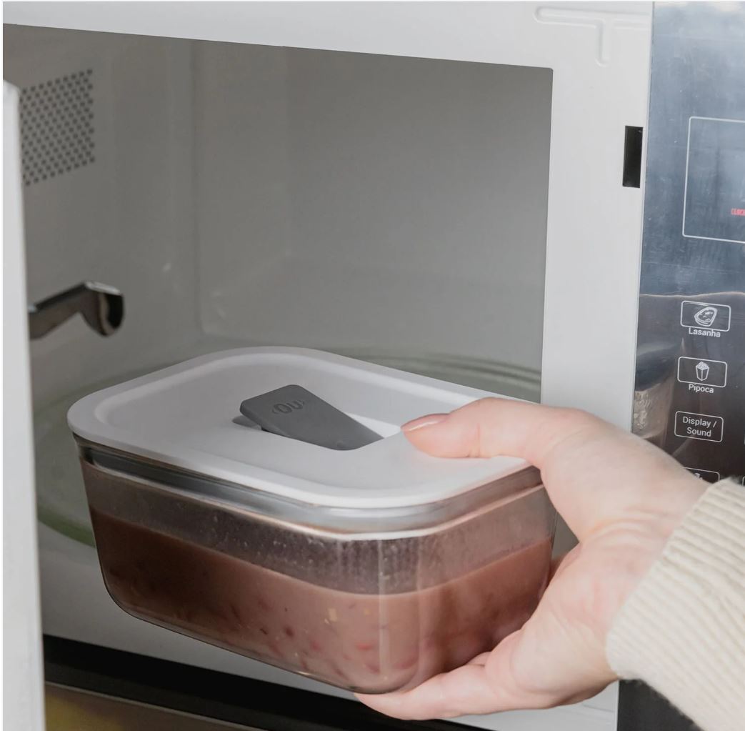 Contenedor 370 Ml Con Tapa Hermética Blanca De Vidrio