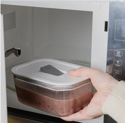 Contenedor 370 Ml Con Tapa Hermética Blanca De Vidrio