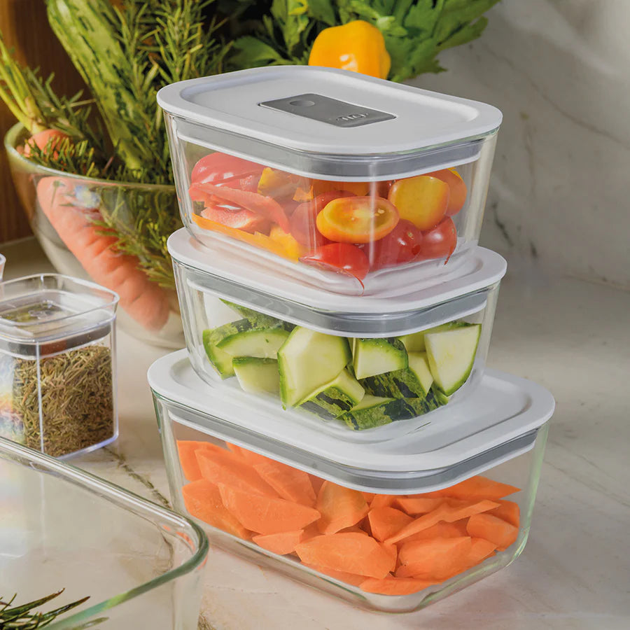 Contenedor 370 Ml Con Tapa Hermética Blanca De Vidrio