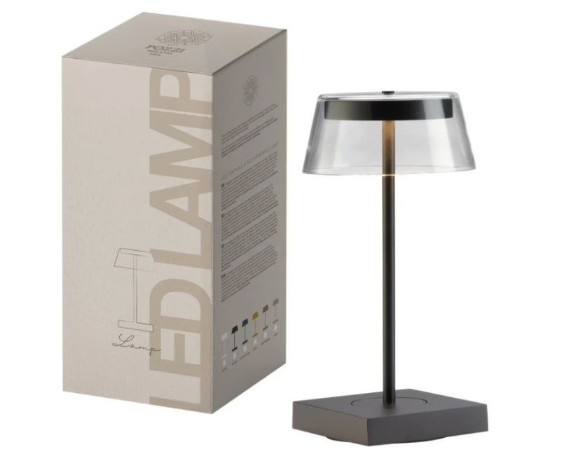 Lámpara De Mesa Led  (Negro/Gris)  De Metal