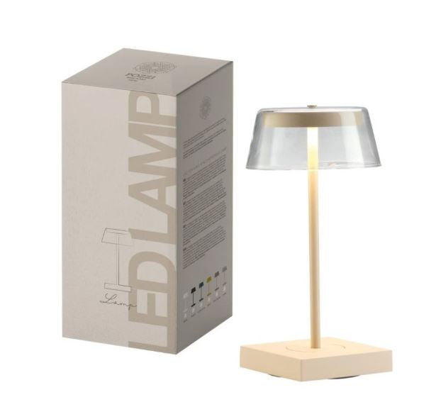 Lámpara De Mesa Led  (Beige/Crema)  De Metal