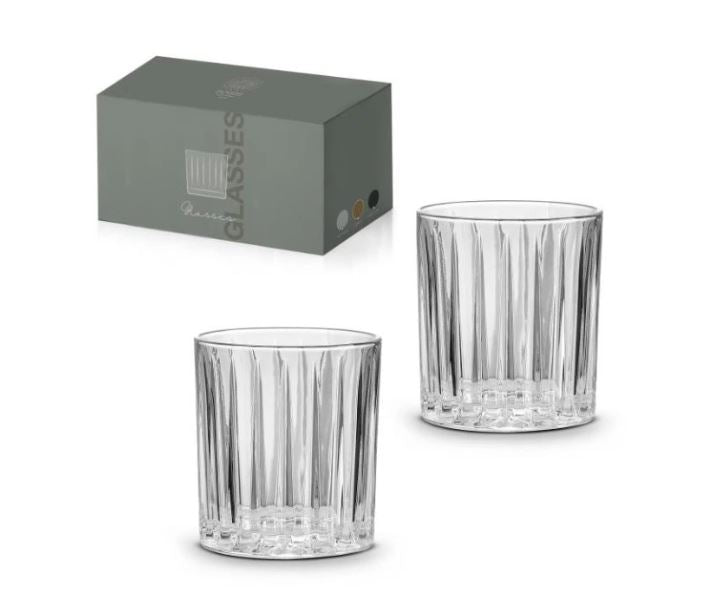 Set de 2 Vasos Estriados (Transparente) De Vidrio
