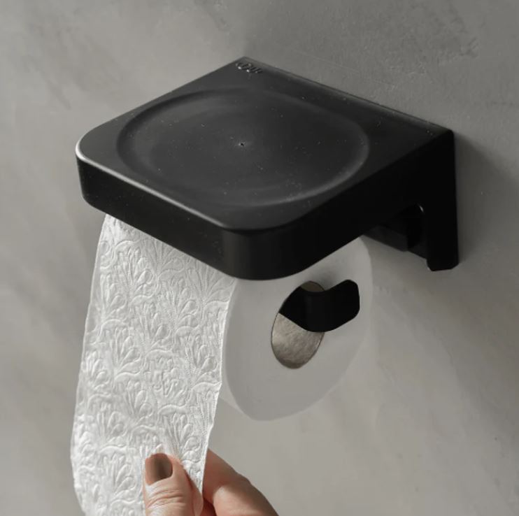 Soporte De Papel Higiénico (Negro) Para Pared De Plástico