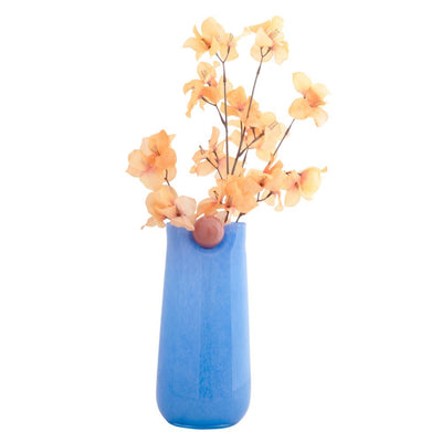 Florero Decorativo Grande (Azul/Naranja) De Vidrio