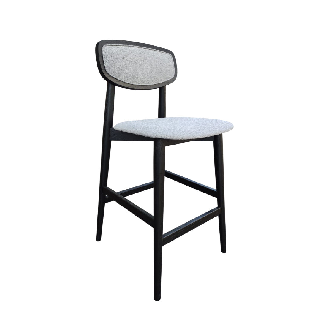 Silla Alta Para Bar Tapizado Gris Estructura De Madera