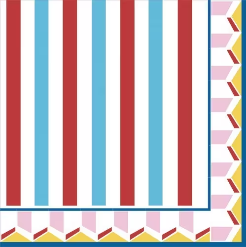 Set de 20 Servilletas Diseños Lineas Colores De Papel