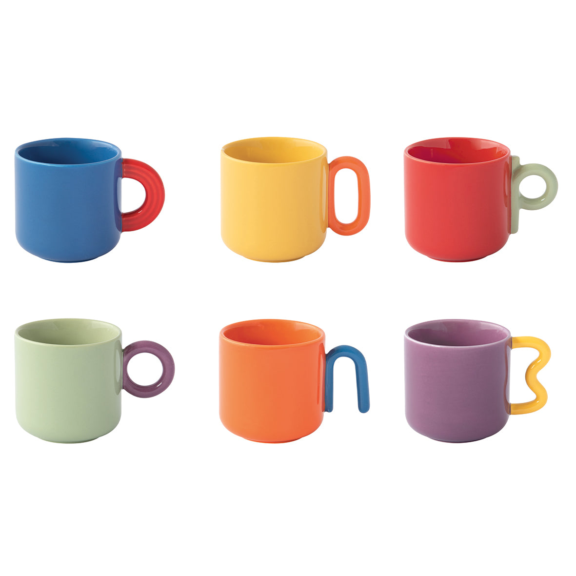 Set de 6 Tazas (Colores) 100 Cl, Café Expresso De Porcelana