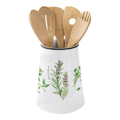 Porta Utensilios Oval Con Diseño De Porcelana