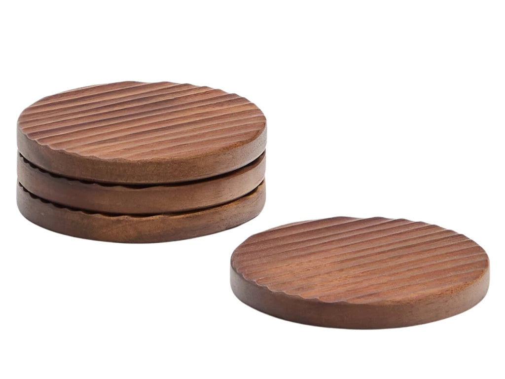 Set de 4 Posavasos (Marrón) Redondos Acacia De Madera