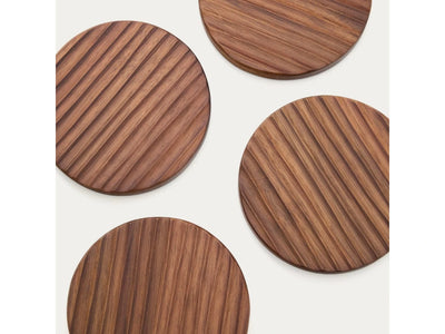 Set de 4 Posavasos (Marrón) Redondos Acacia De Madera