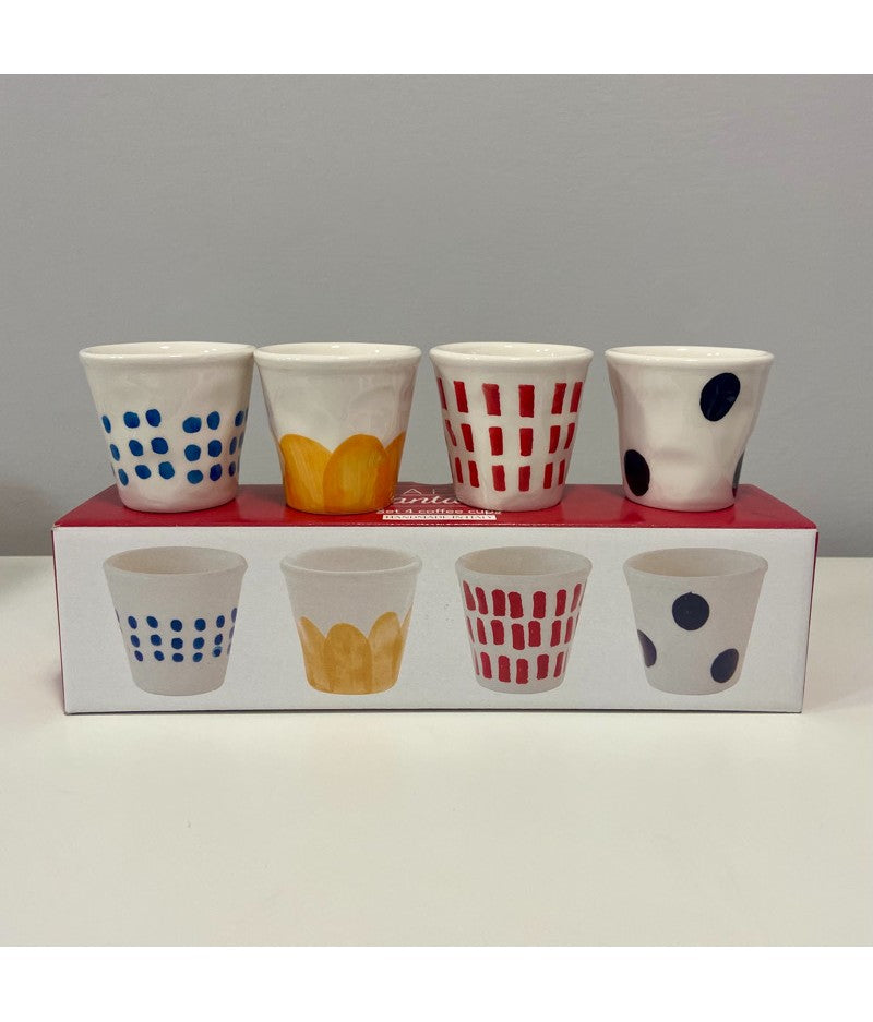 Set de 4 Vasos Edepress Con Diseños Varios 60Mltrs De Cerámica