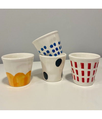 Set de 4 Vasos Edepress Con Diseños Varios 60Mltrs De Cerámica