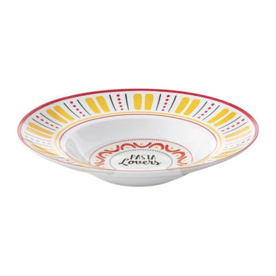 Bandeja Redonda Para Pasta Con Diseños "Pasta Lovers" De Porcelana
