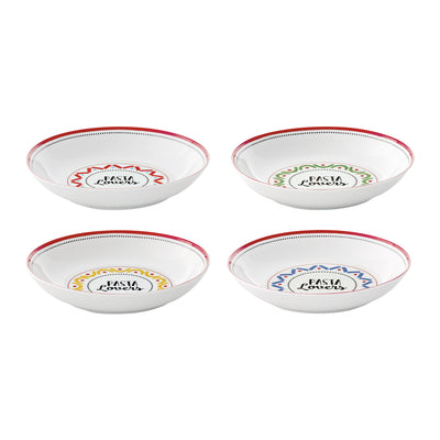 Set de 4 Platos Para Pasta Con Diseños "Pasta Lovers" De Porcelana