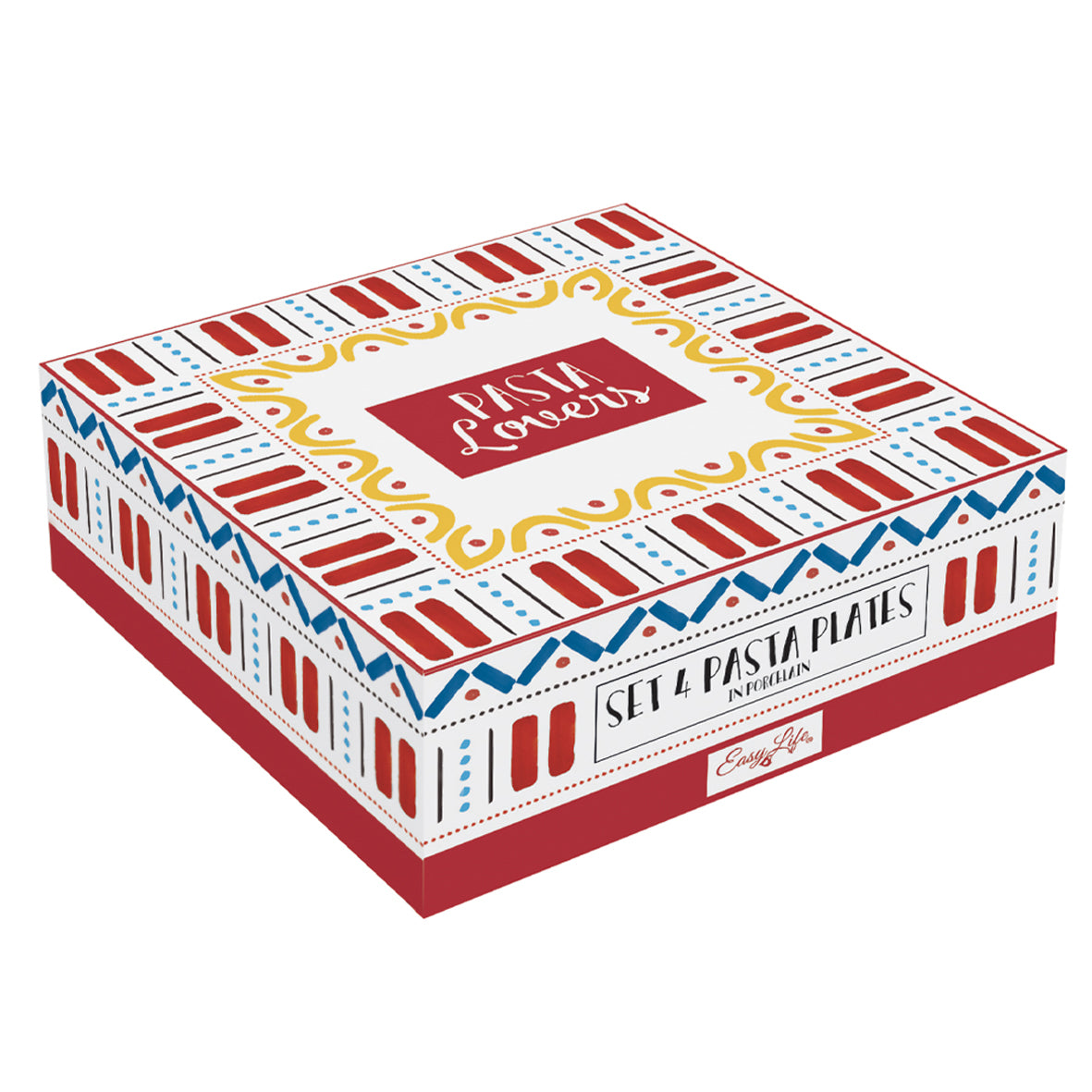 Set de 4 Platos Para Pasta Con Diseños "Pasta Lovers" De Porcelana