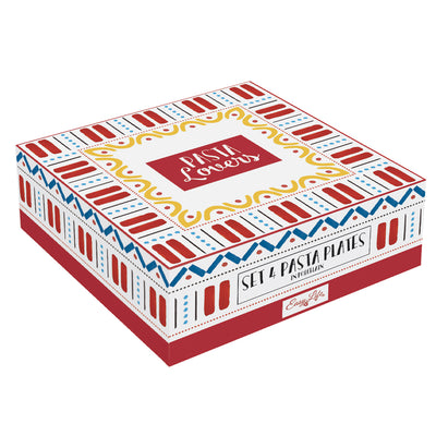Set de 4 Platos Para Pasta Con Diseños "Pasta Lovers" De Porcelana