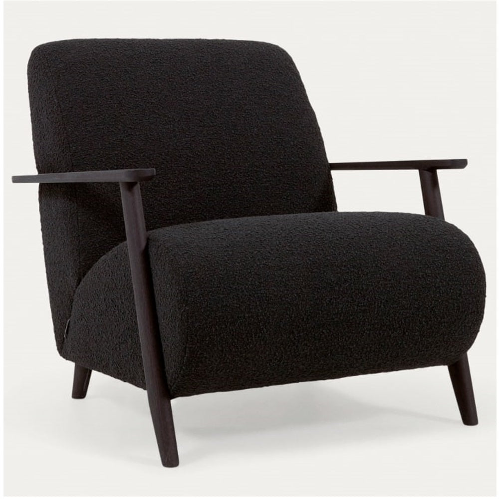 Sillón Tapizado Borrego (Negro) Estructura De Madera