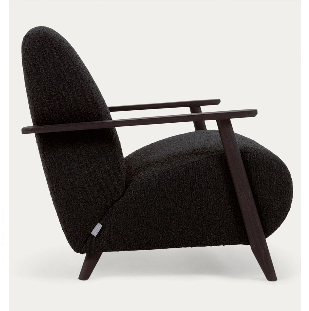 Sillón Tapizado Borrego (Negro) Estructura De Madera