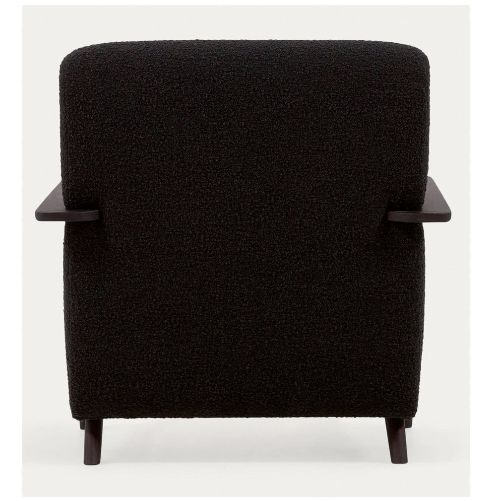 Sillón Tapizado Borrego (Negro) Estructura De Madera