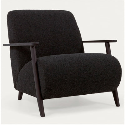 Sillón Tapizado Borrego (Negro) Estructura De Madera