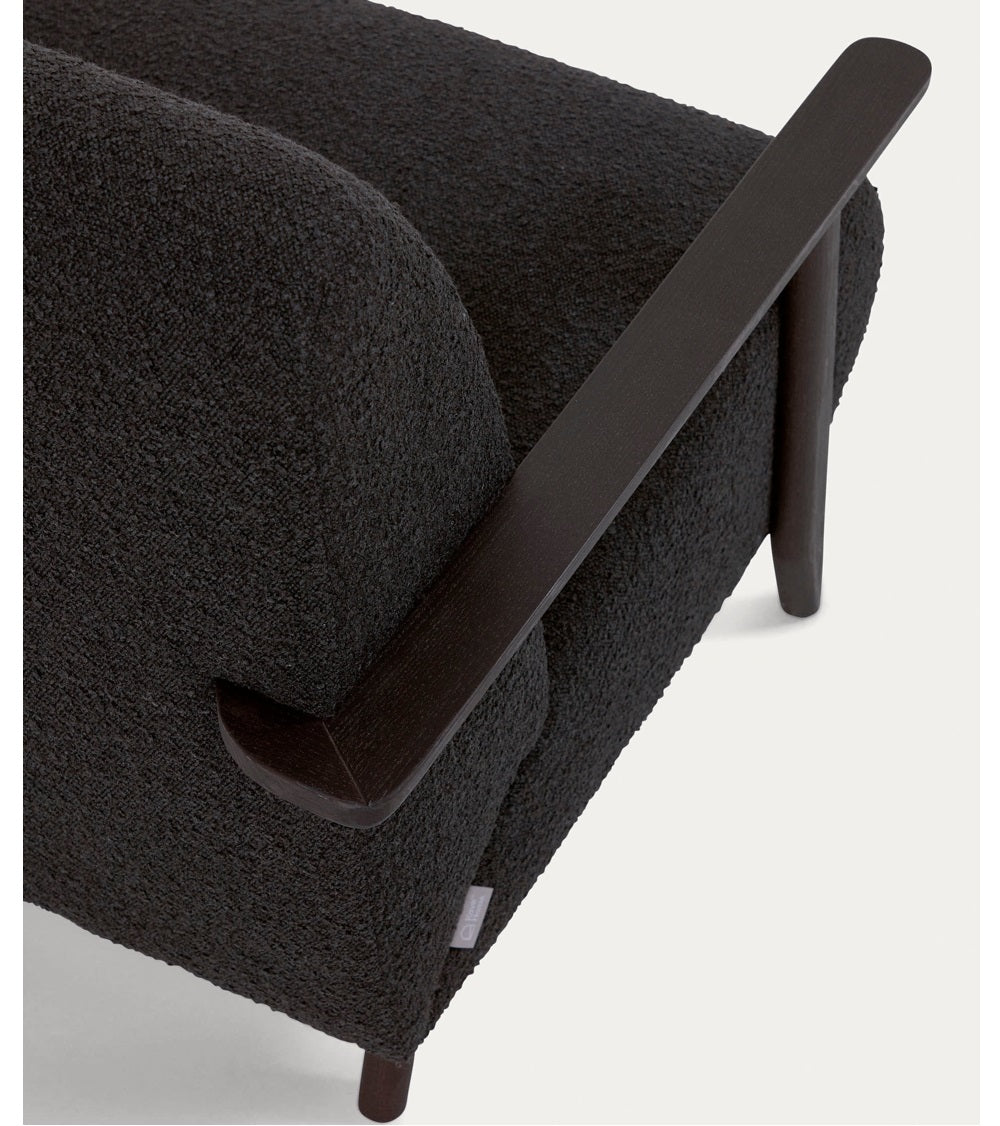 Sillón Tapizado Borrego (Negro) Estructura De Madera