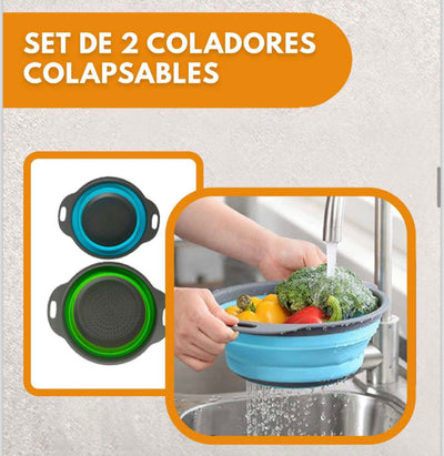 Set De 2 Coladores Colapsables De Silicona