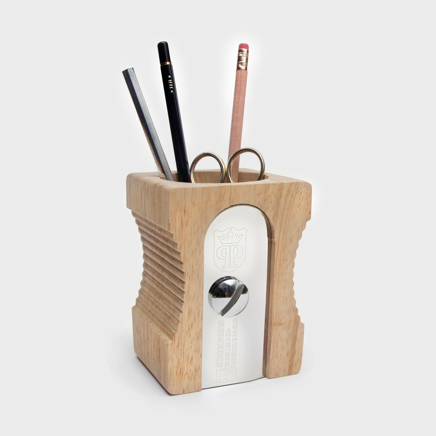 Portalapices Modelo Tajador De Madera