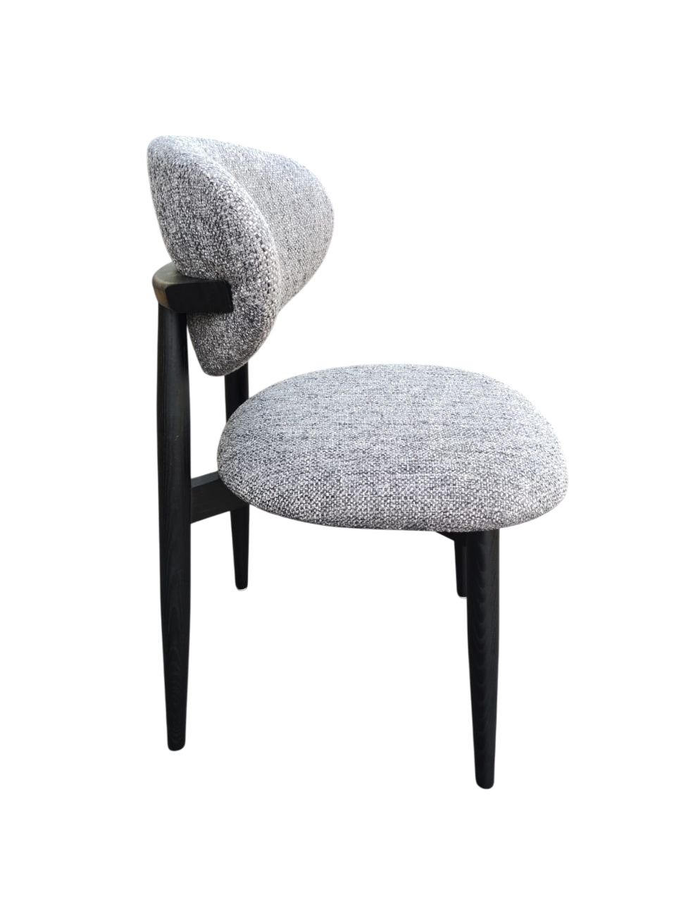 Silla De Comedor Tapizado Gris Estructura De Madera